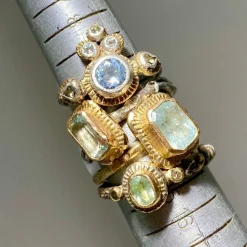 Tomfoolery ‘A Love Begun By The Ocean’ Ring with Aquamarine & 14ct Yellow Gold Hot