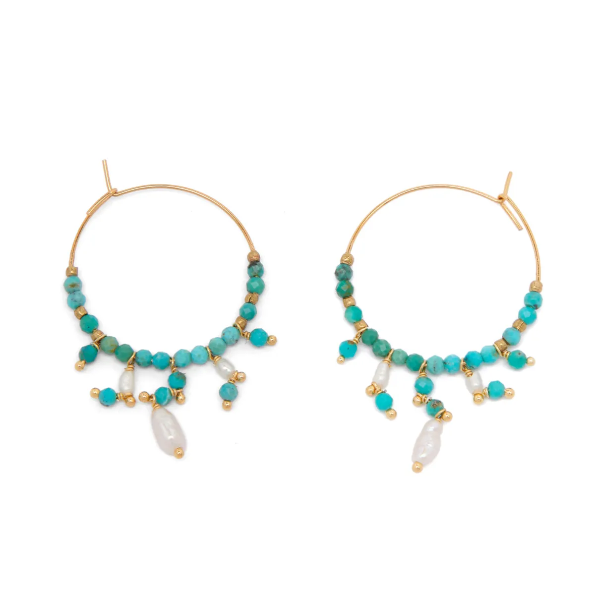 Tomfoolery Acqua Dolce Turquoise & Tourmaline Hoops Online