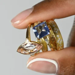 Tomfoolery Adelphi Square Cut Sapphire and Diamond Ring Best