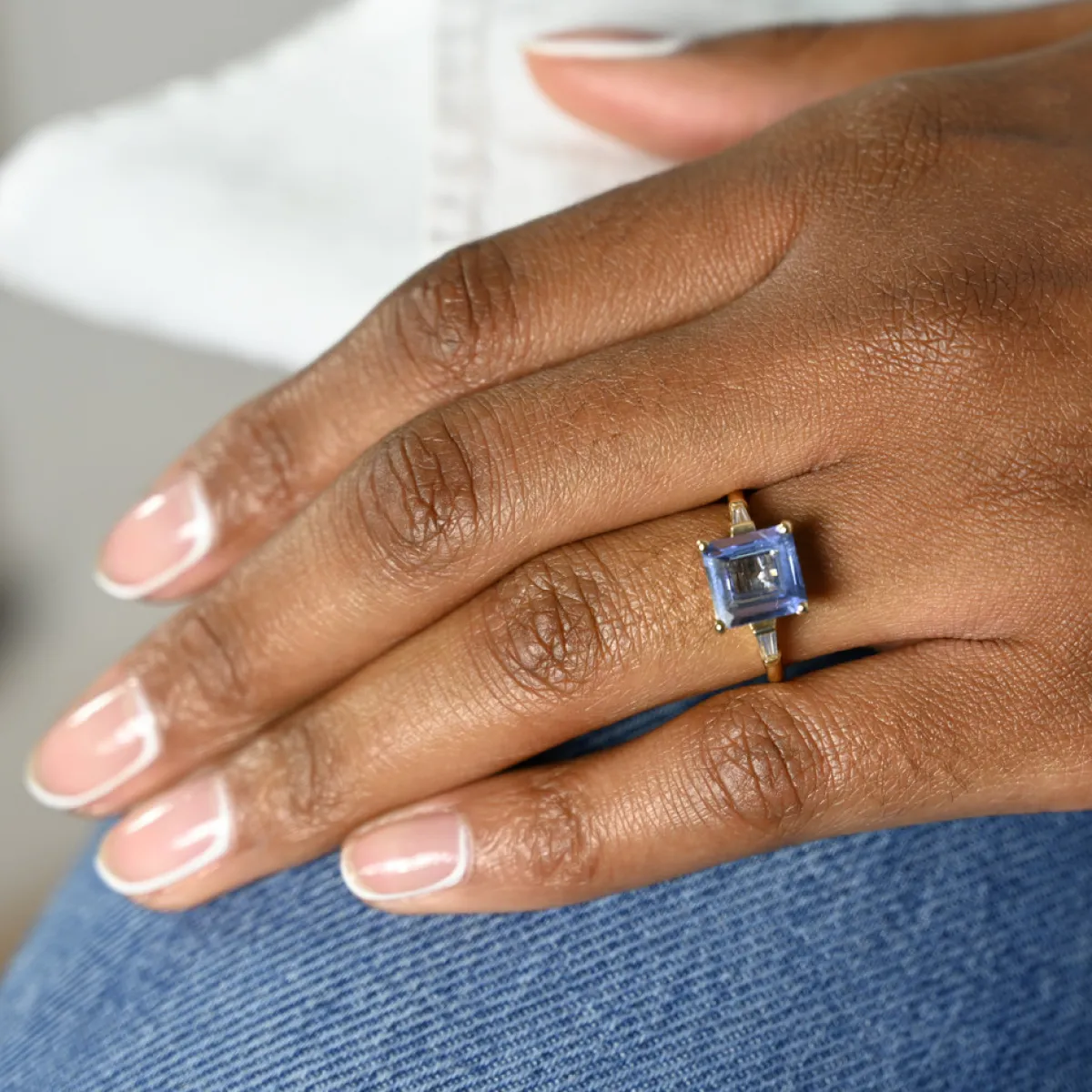 Tomfoolery Adelphi Square Cut Sapphire and Diamond Ring Best