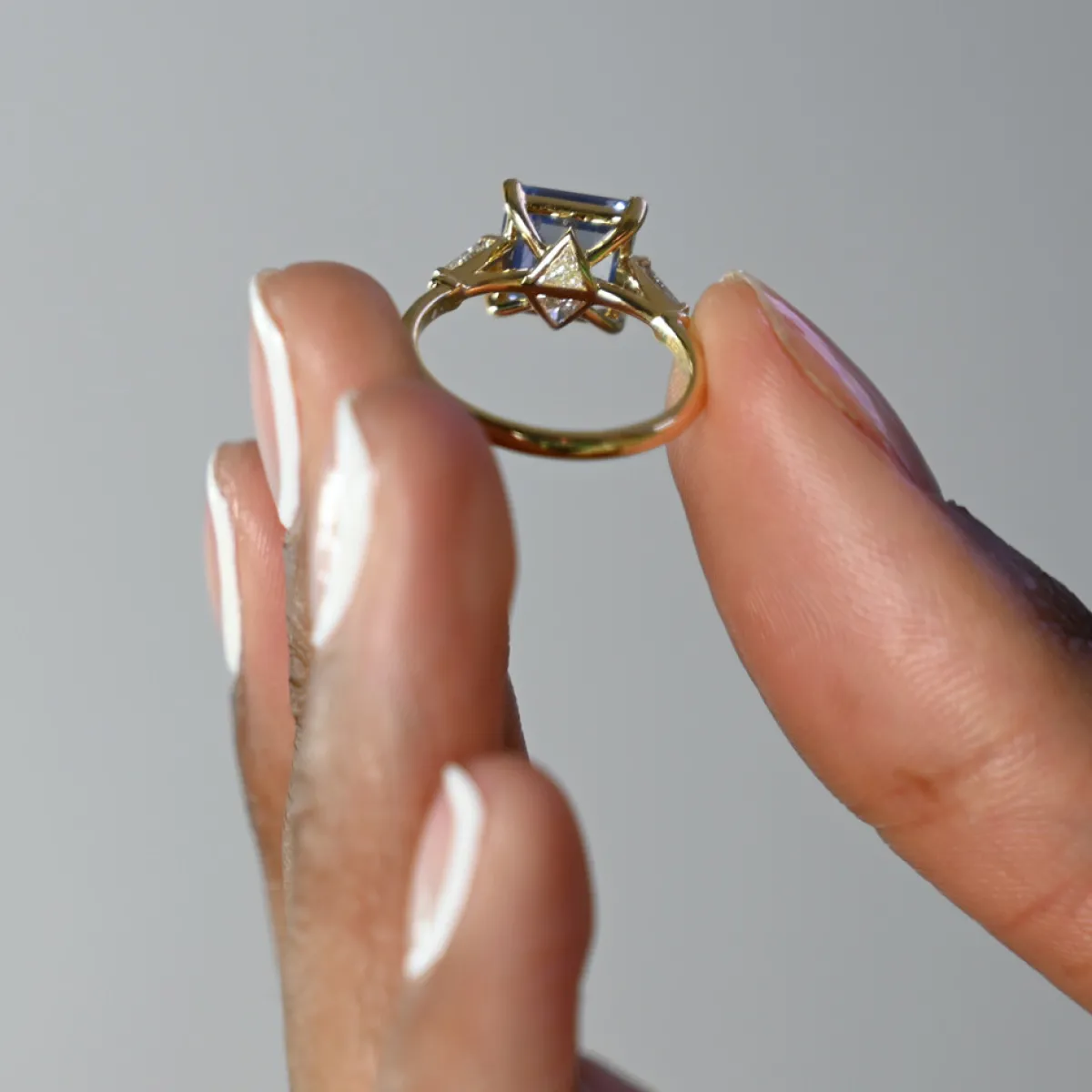 Tomfoolery Adelphi Square Cut Sapphire and Diamond Ring Best