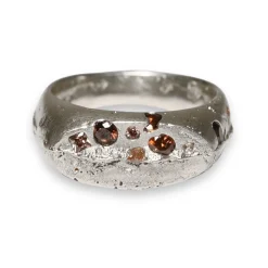 Tomfoolery Alex Pewter Signet Ring in Mocha New