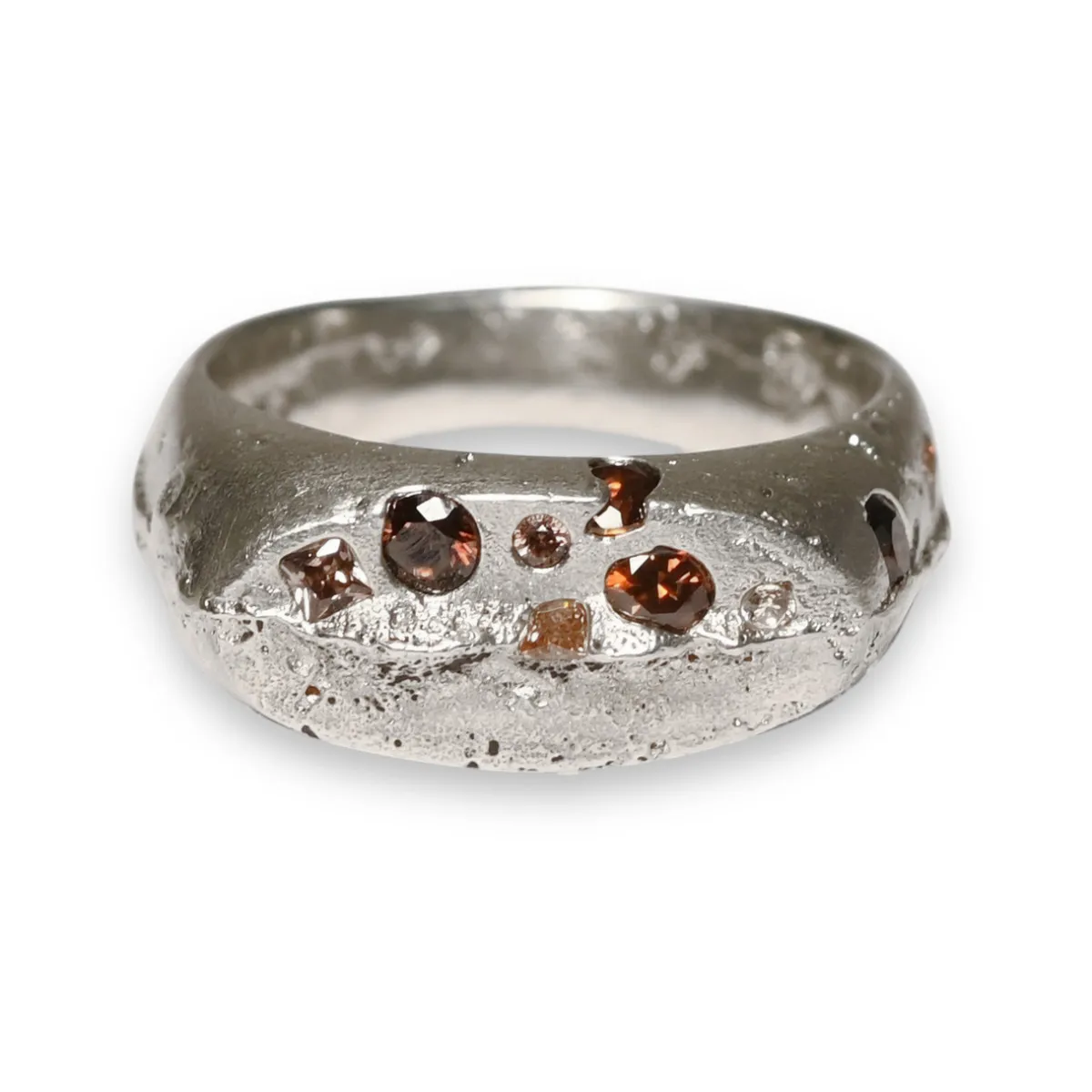 Tomfoolery Alex Pewter Signet Ring in Mocha New