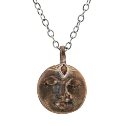 Tomfoolery ‘All That Ever Was’ Orange Sapphire Moon Face Pendant Online