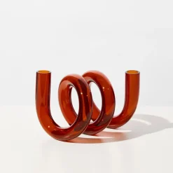 Tomfoolery Amber Curly Glass Vase Clearance