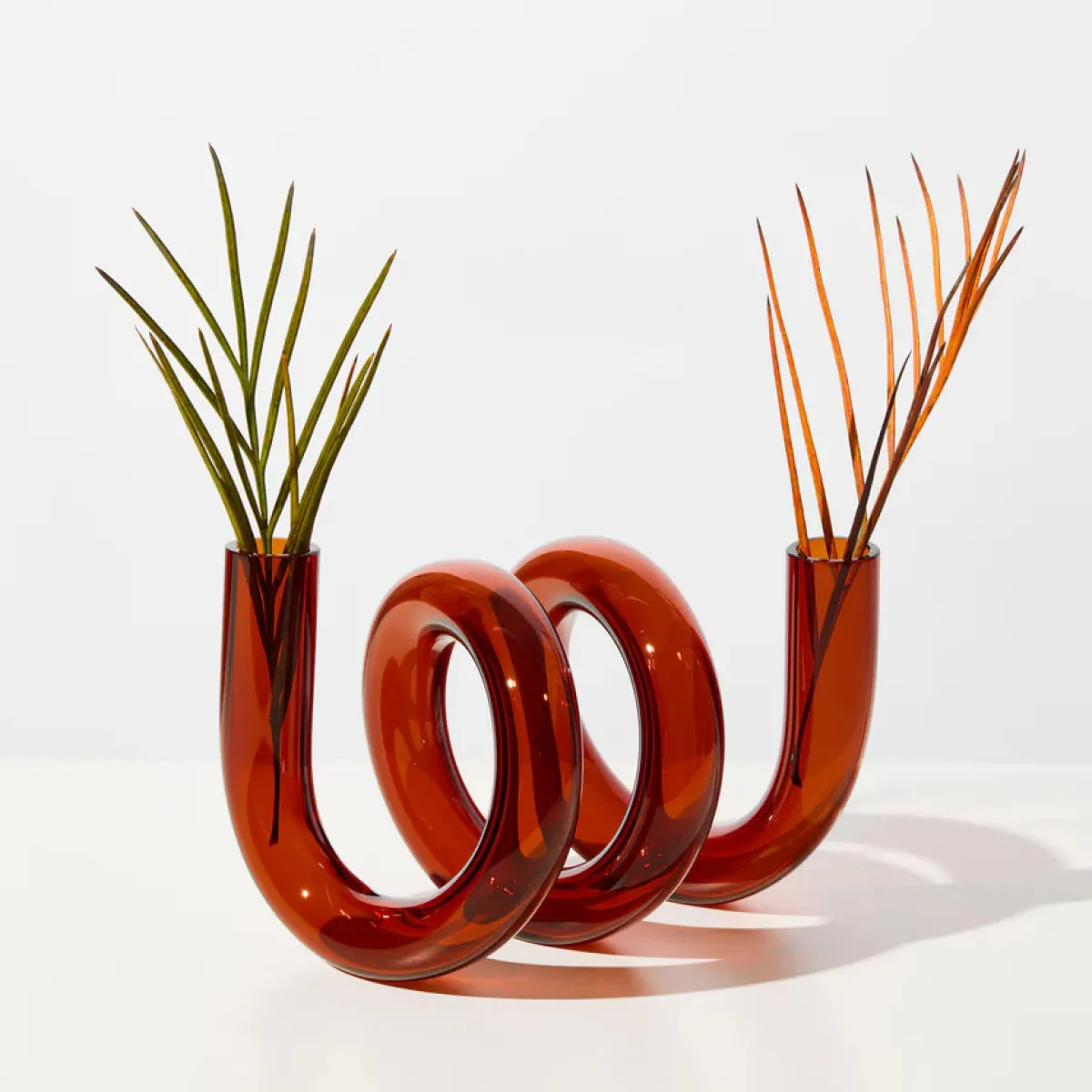 Tomfoolery Amber Curly Glass Vase Clearance