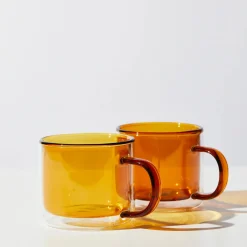Tomfoolery Amber Glass Double Trouble Cup Set Sale