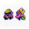 Tomfoolery Andres Brew Recycled Aluminium Studs in Purple & Yellow Discount