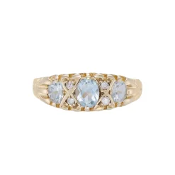Tomfoolery Antique Aquamarine & Diamond Arch Ring Sale