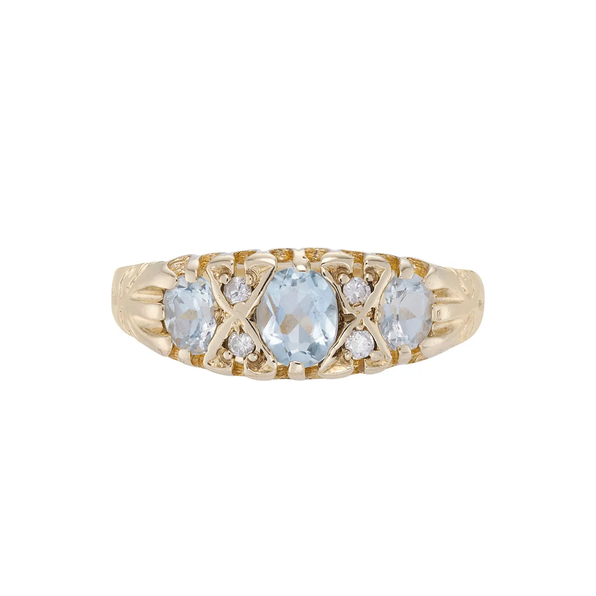 Tomfoolery Antique Aquamarine & Diamond Arch Ring Sale
