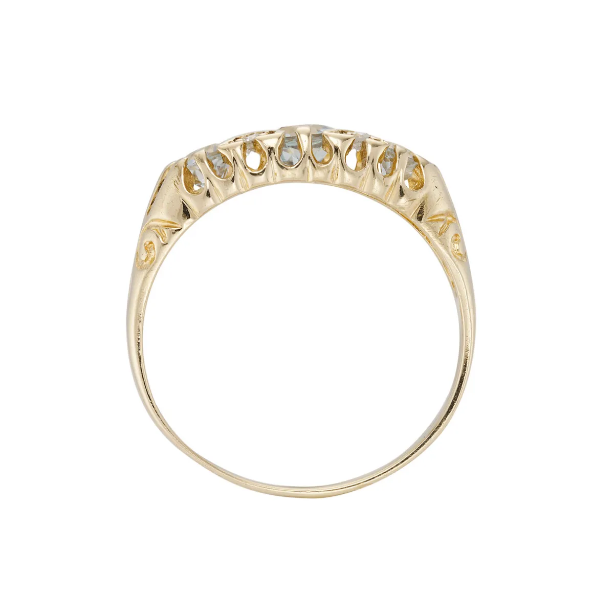 Tomfoolery Antique Aquamarine & Diamond Arch Ring Sale