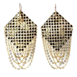 Tomfoolery Antique Black Mesh Swagged Lantern Drop Earrings Discount