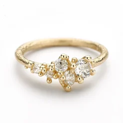Tomfoolery Antique Diamond Asymmetric Ring with Granules Hot