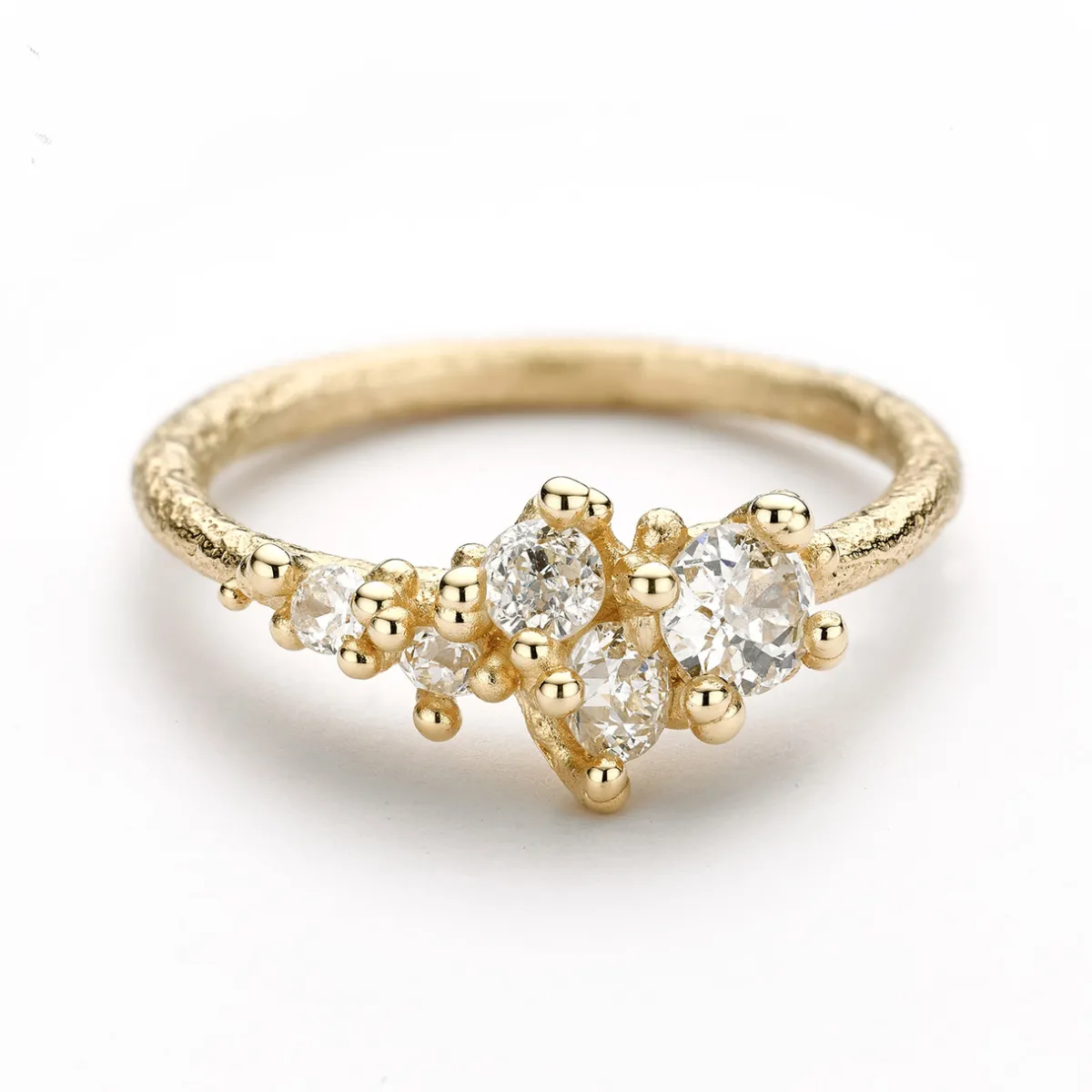 Tomfoolery Antique Diamond Asymmetric Ring with Granules Hot
