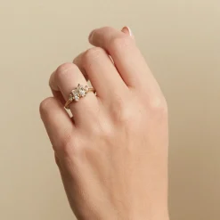 Tomfoolery Antique Diamond Asymmetric Ring with Granules Hot