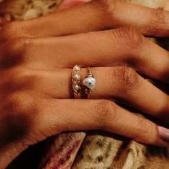 Tomfoolery Antique Engraved Pearl & Coral Ring Hot