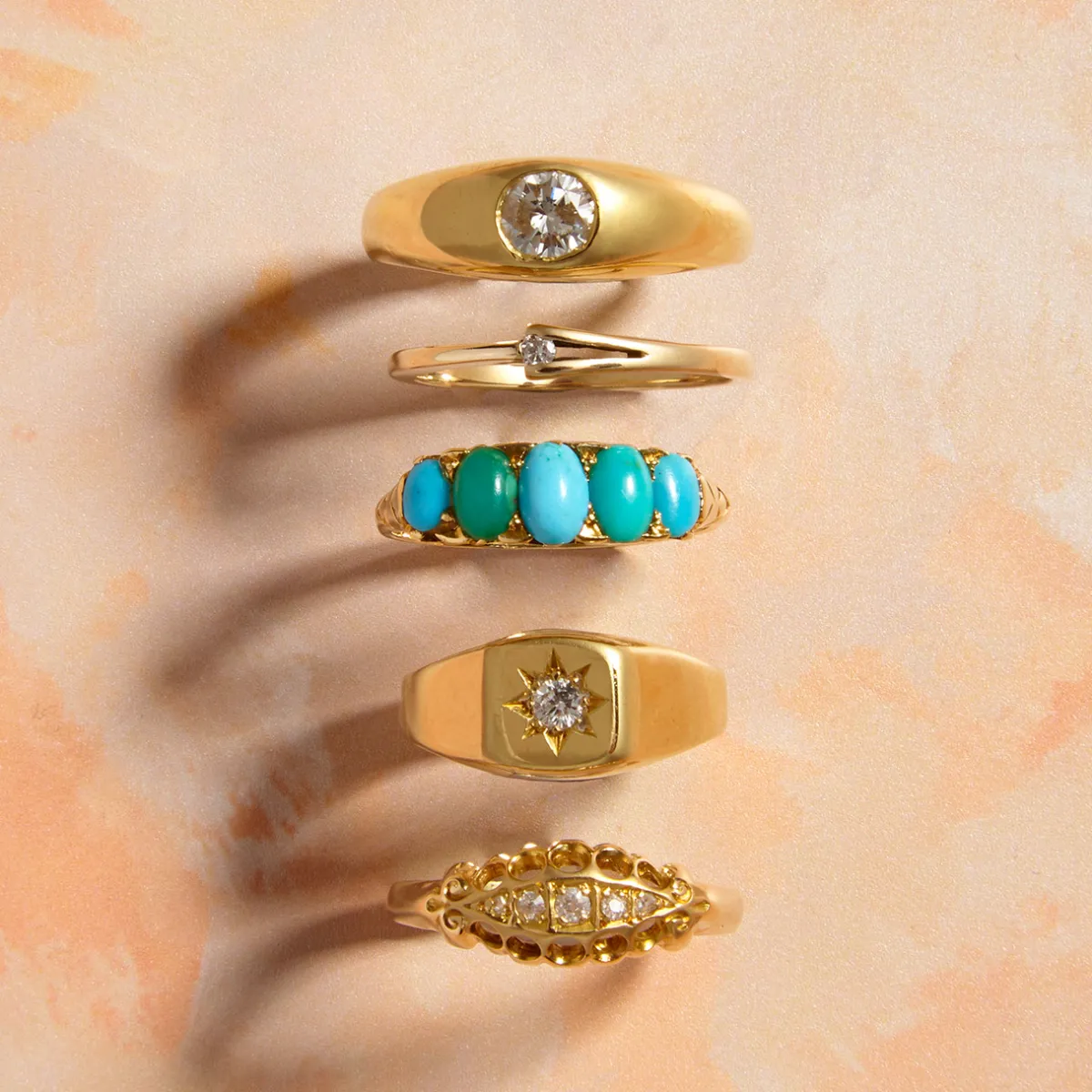 Tomfoolery Antique Gold & Five Diamond Ring Sale