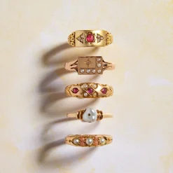 Tomfoolery Antique Gold & Spinel Engraved Ring Outlet