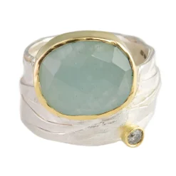 Tomfoolery Aqua & Diamond Wrap Art Ring Best