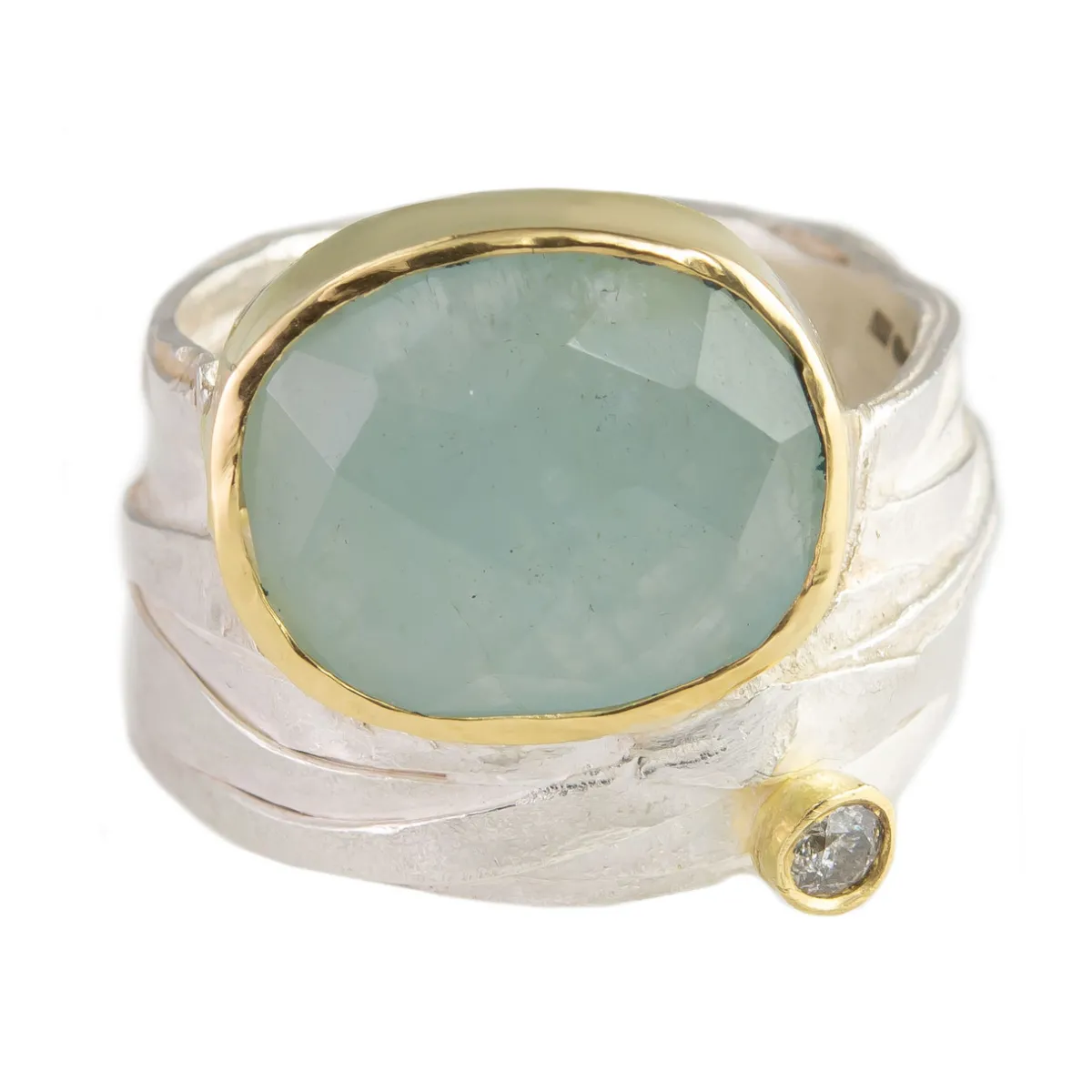 Tomfoolery Aqua & Diamond Wrap Art Ring Best