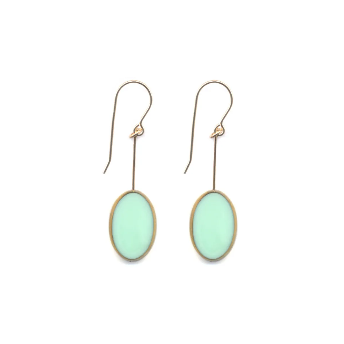 Tomfoolery Aqua Oval Glass Bead Drop Earrings Online