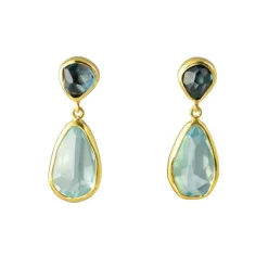 Tomfoolery Aquamarine & Blue Topaz Drop Earrings Hot