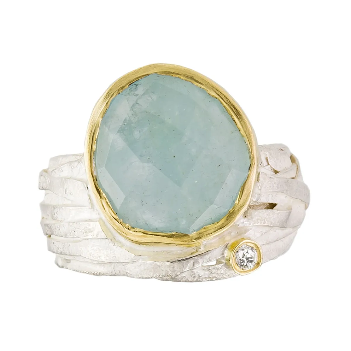 Tomfoolery Aquamarine & Silver Wrap Ring with Diamond Best