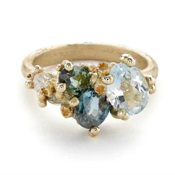Tomfoolery Aquamarine & Tourmaline Asymmetric Ring Discount