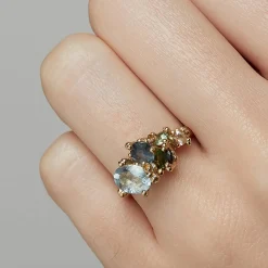 Tomfoolery Aquamarine & Tourmaline Asymmetric Ring Discount