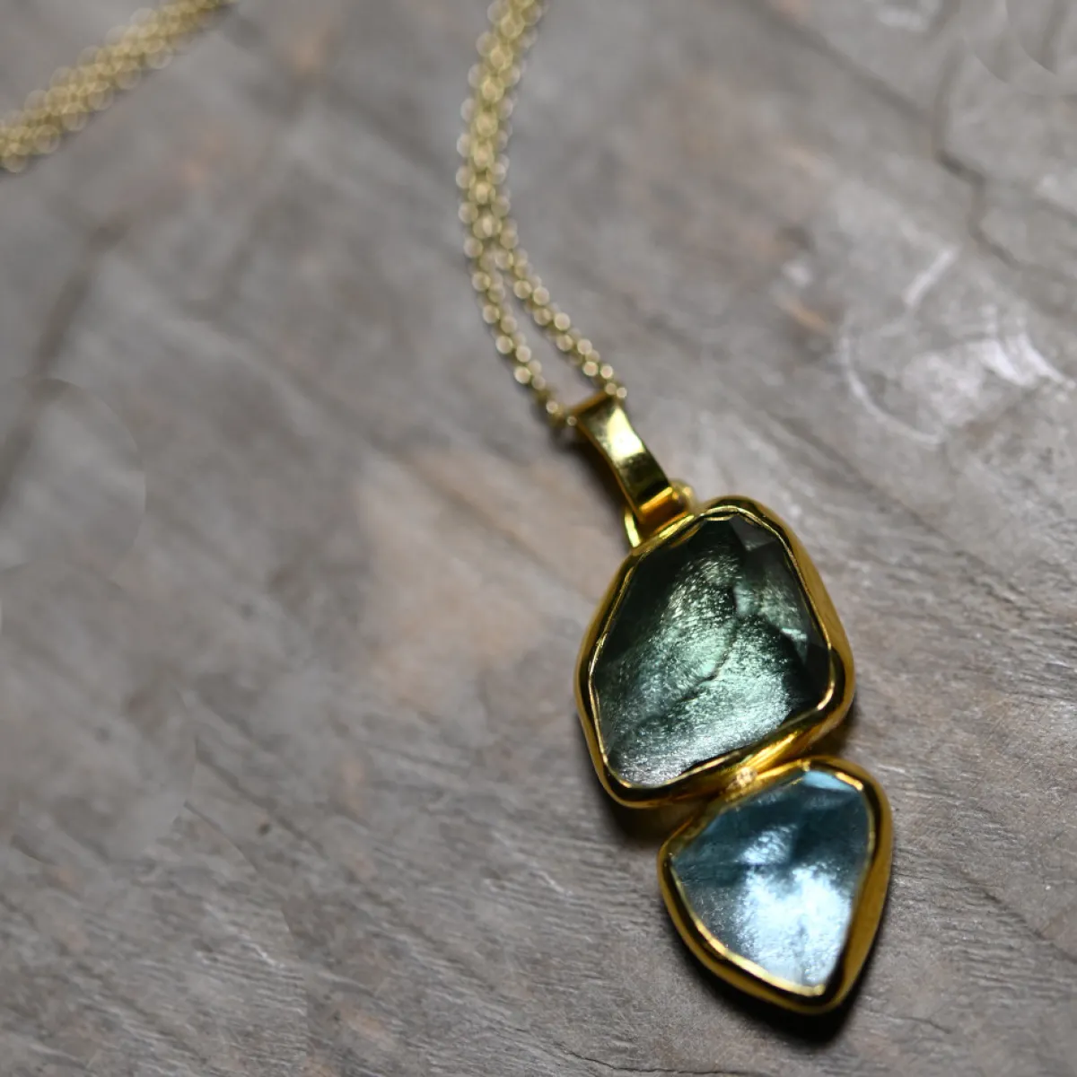 Tomfoolery Aquamarine and Green Amethyst Pendant Outlet