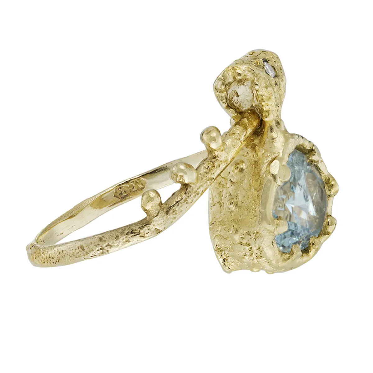 Tomfoolery Aquamarine Dew Drop Art Ring Online