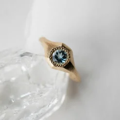 Tomfoolery Aquamarine Faceted Signet Ring New
