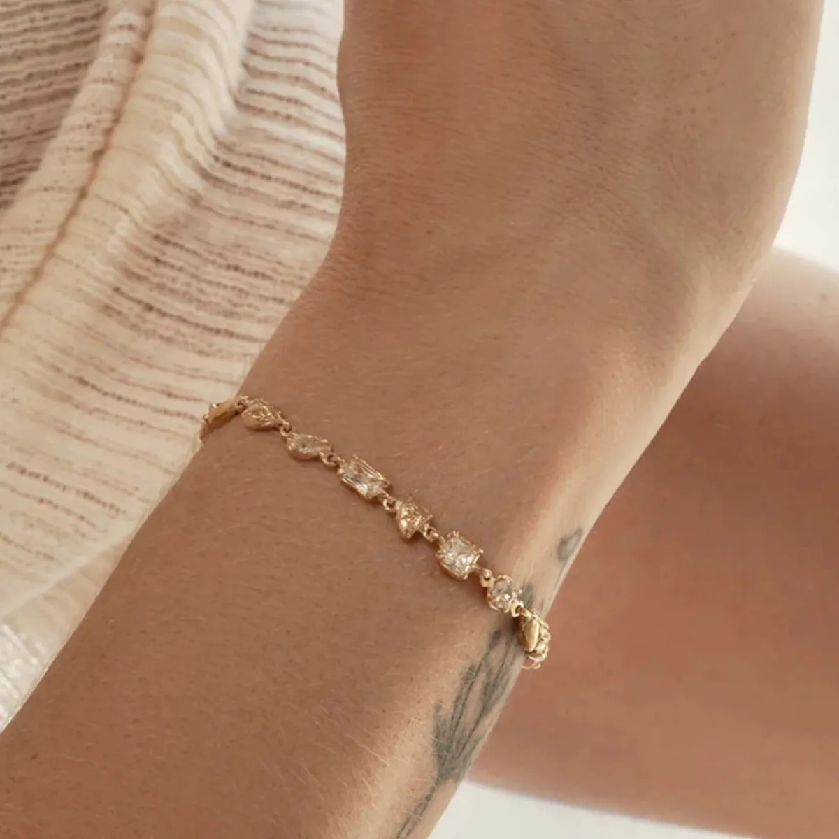 Tomfoolery Ara Gold & White Sapphire Bracelet Fashion