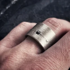 Tomfoolery Arkaika Extra Wide Oxidised Silver Band Discount