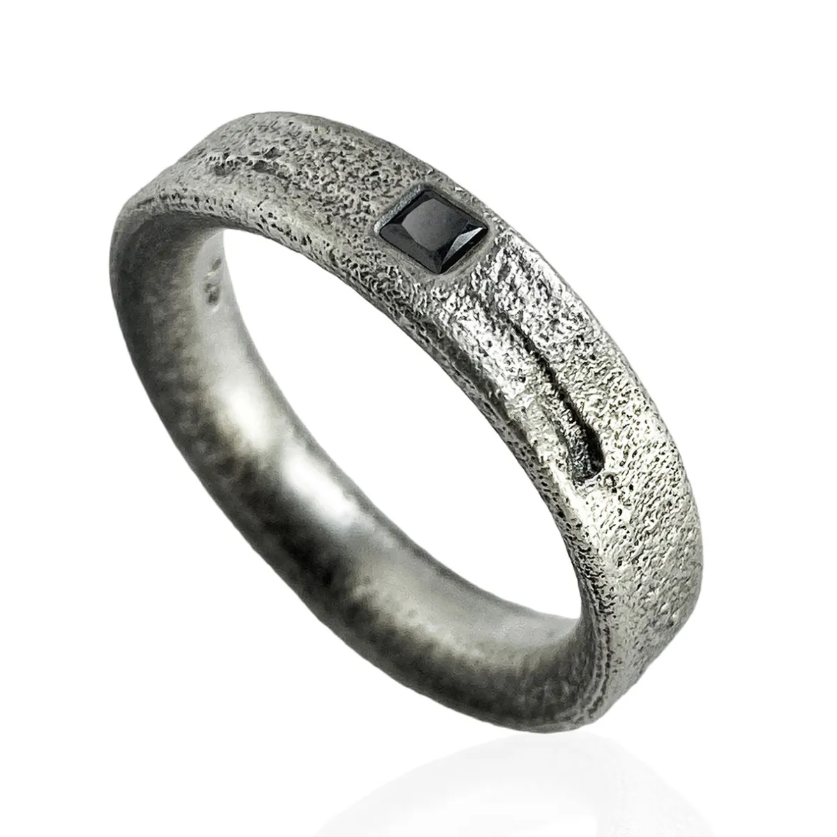 Tomfoolery Arkaika Skinny Oxidised Silver Band Sale