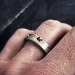 Tomfoolery Arkaika Skinny Oxidised Silver Band Sale