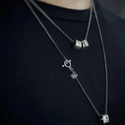Tomfoolery Arkaika Small Oxidised Silver Cube Pendant Discount