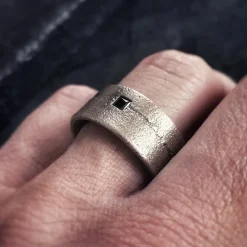 Tomfoolery Arkaika Wide Oxidised Silver Band Outlet