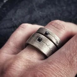 Tomfoolery Arkaika Wide Oxidised Silver Band Outlet