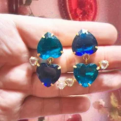 Tomfoolery Arrow Heart Earrings Blue Hot