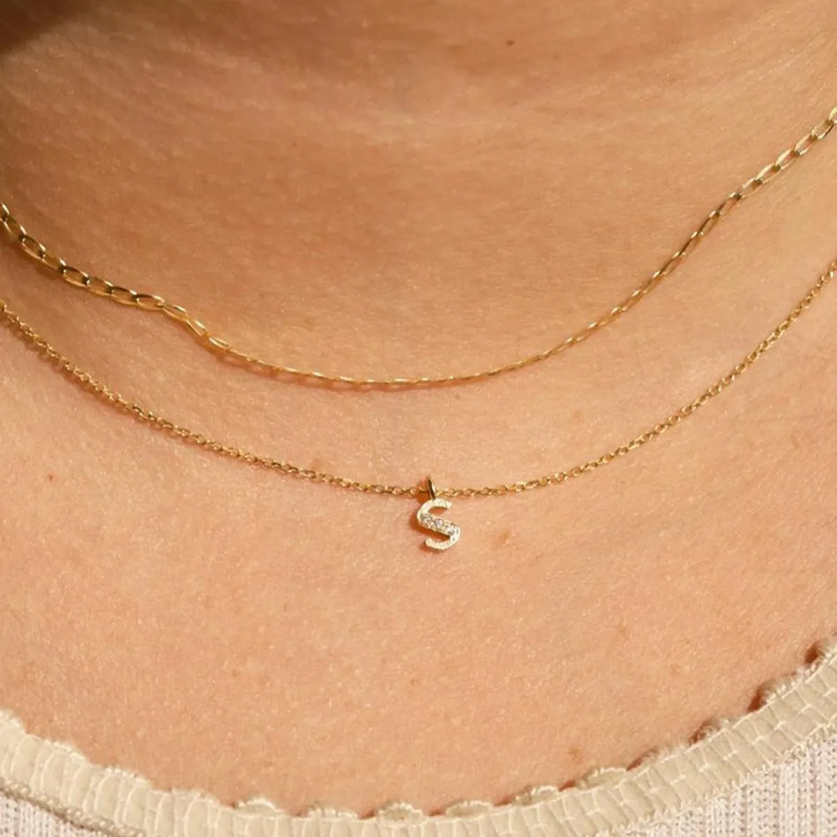 Tomfoolery Art Deco Diamond Letter Necklace Fashion