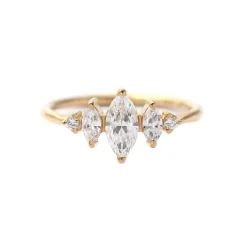 Tomfoolery Art Deco Marquise Diamond Engagement Ring in 18ct Yellow Gold Clearance