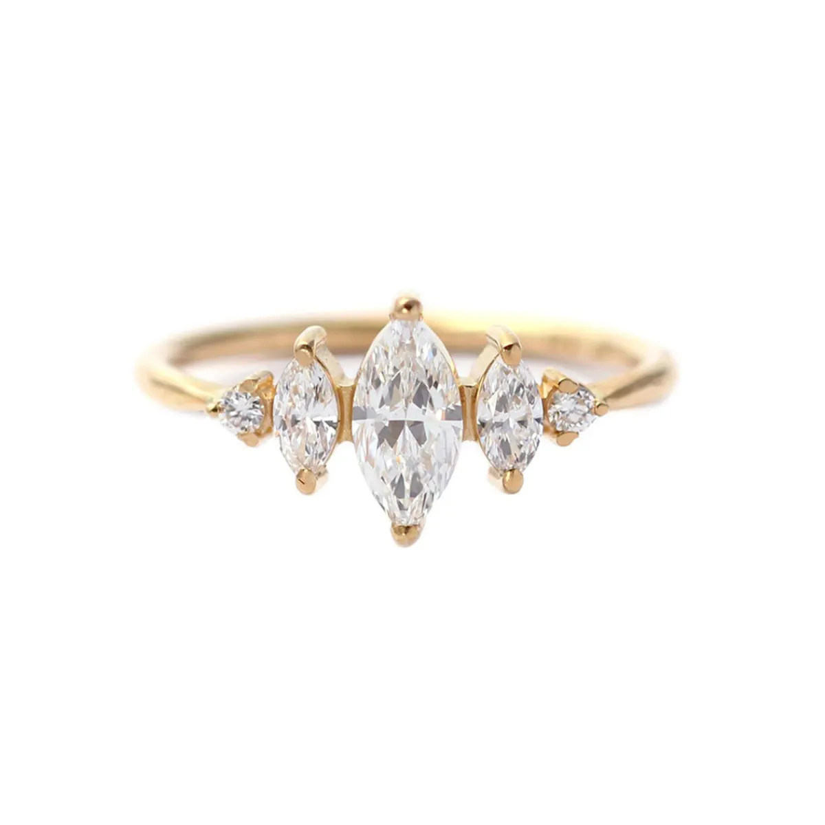 Tomfoolery Art Deco Marquise Diamond Engagement Ring in 18ct Yellow Gold Clearance