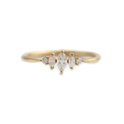 Tomfoolery Art Deco Marquise Diamond Engagement Ring in 18ct Yellow Gold Clearance