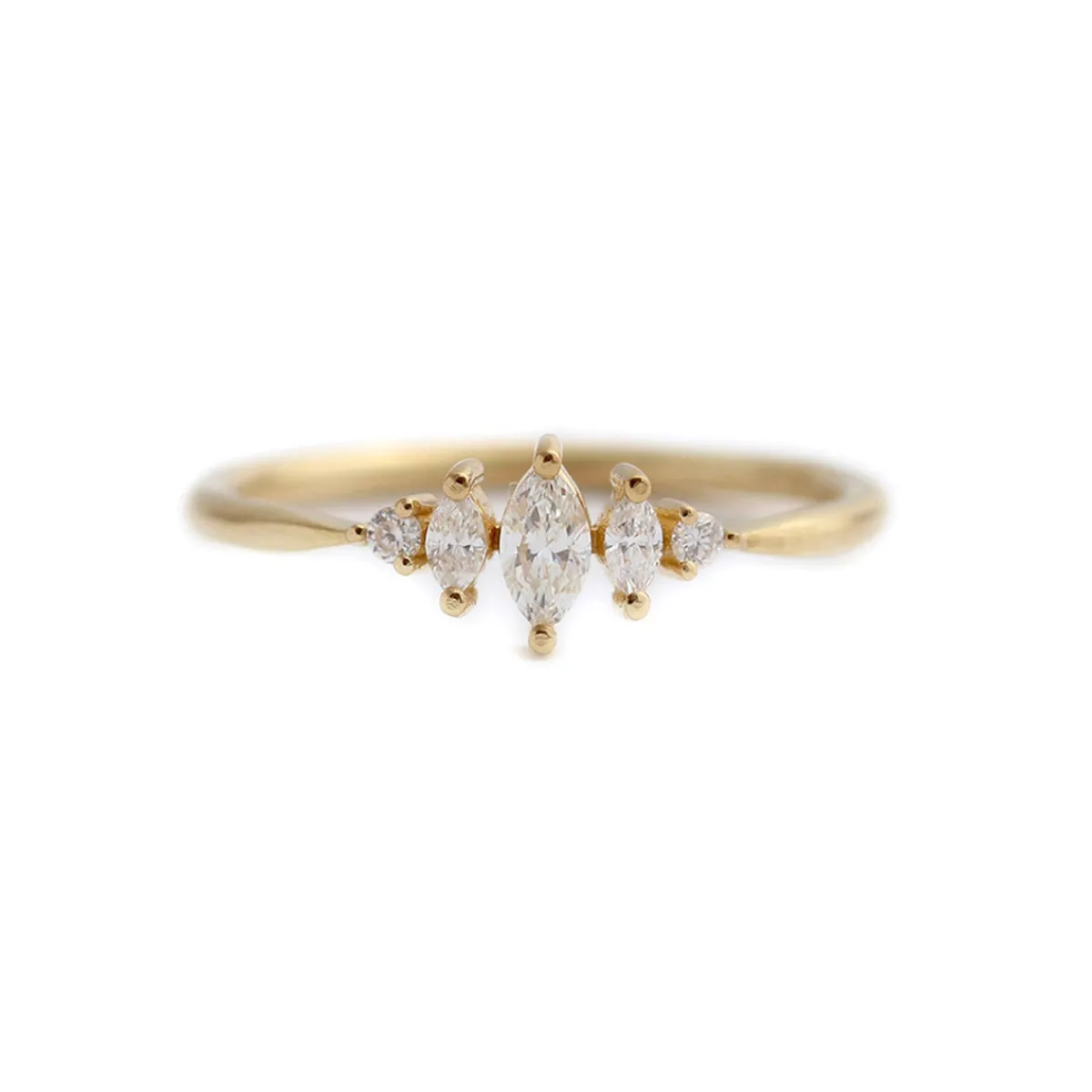 Tomfoolery Art Deco Marquise Diamond Engagement Ring in 18ct Yellow Gold Clearance