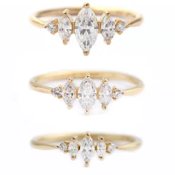 Tomfoolery Art Deco Marquise Diamond Engagement Ring in 18ct Yellow Gold Clearance