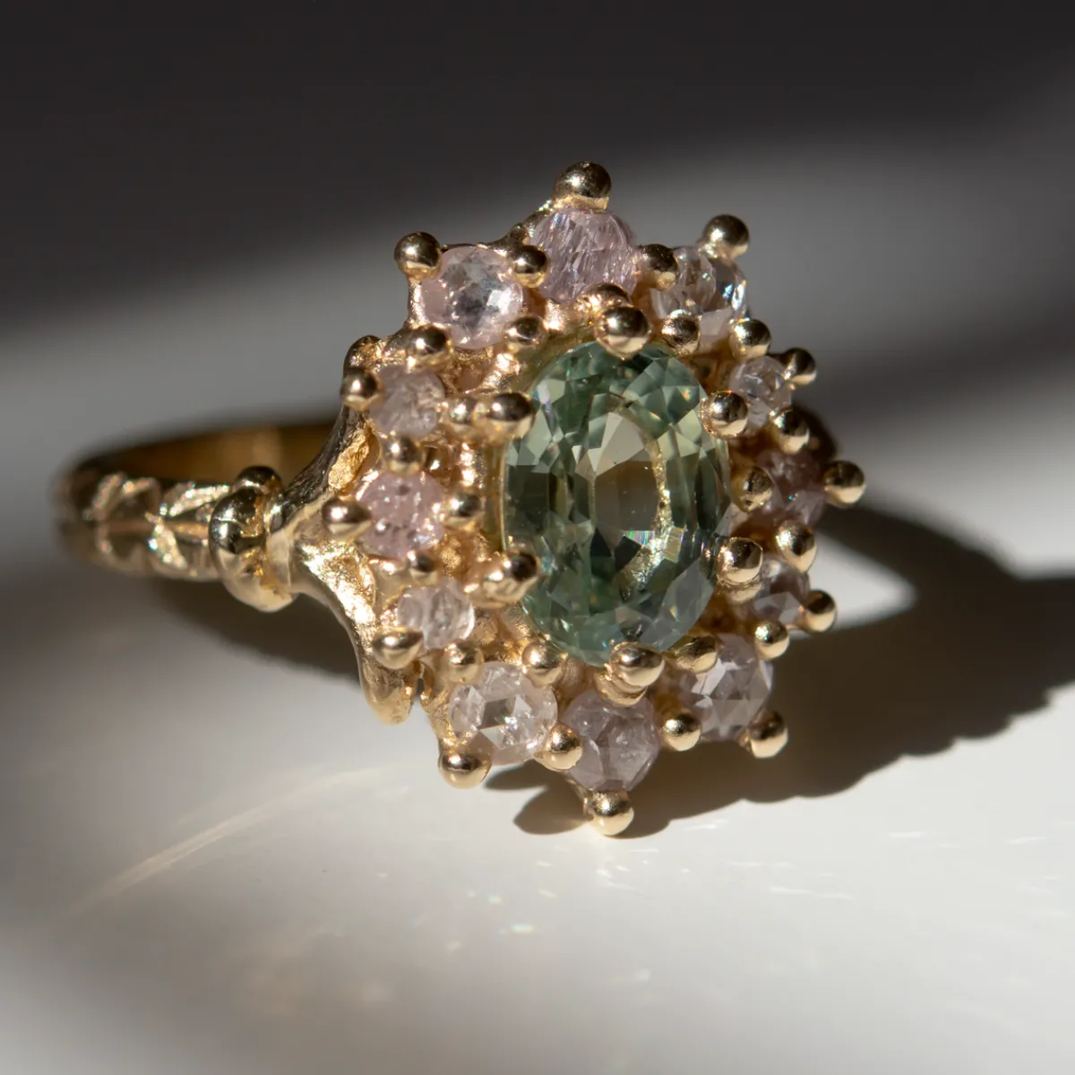 Tomfoolery Aster Pale Sapphire Halo Ring Online