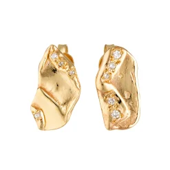 Tomfoolery Athena Gold Asymmetric Folded Studs Outlet