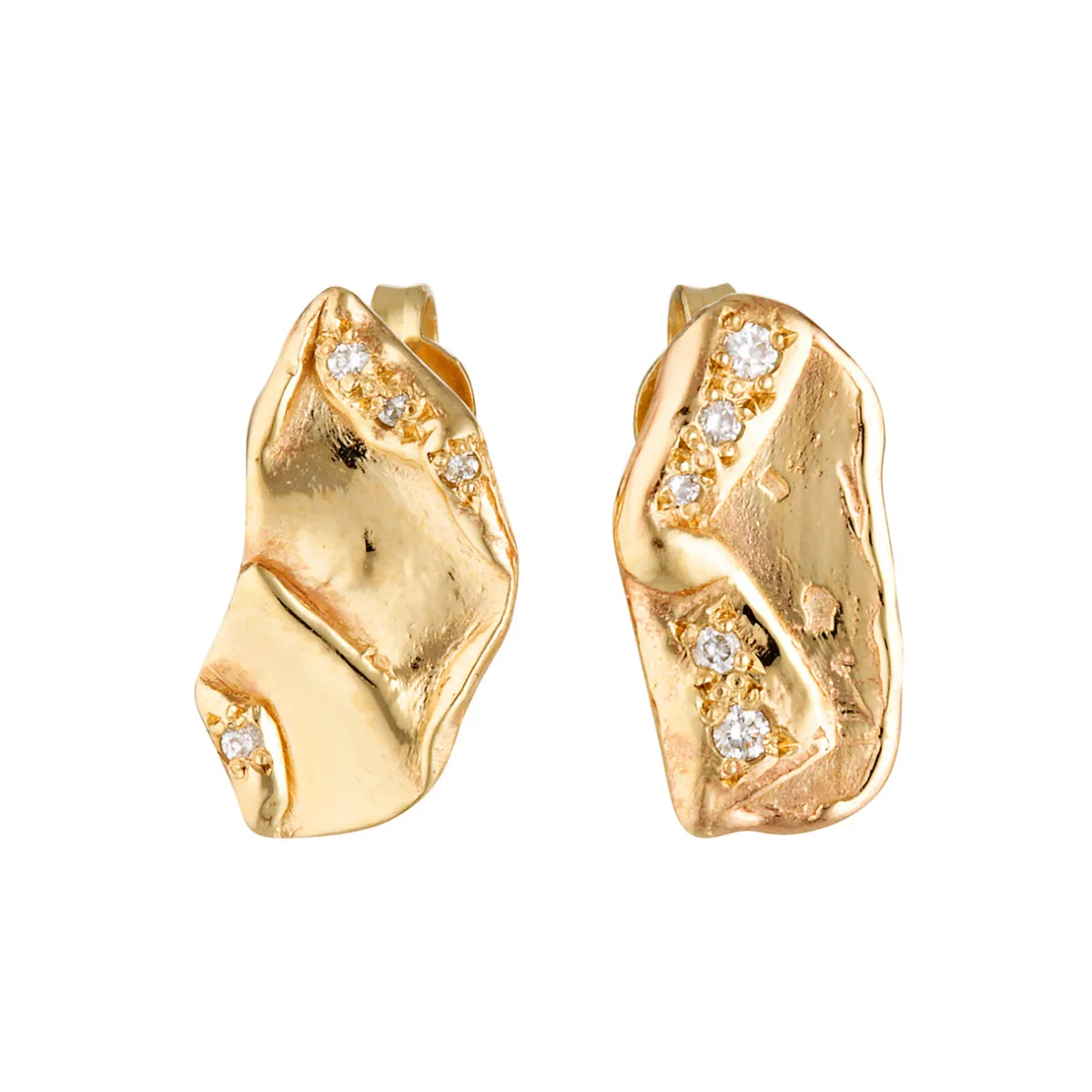 Tomfoolery Athena Gold Asymmetric Folded Studs Outlet