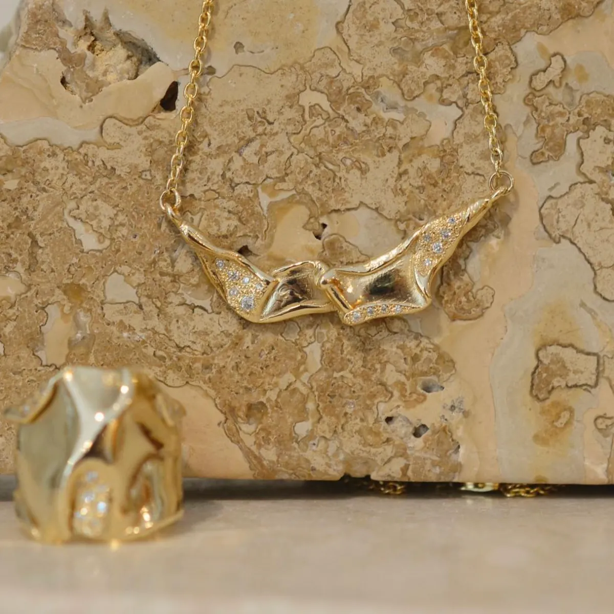 Tomfoolery Athena Gold Asymmetric Textured Pendant Best
